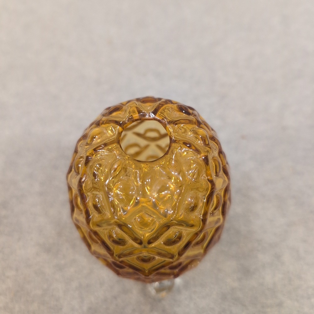 Fenton Amber Pineapple Art Glass Egg Three Footed Decorative Paperweight MCM - Picture 3 of 7